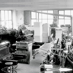 Bild der Druckerei aus den Anfängen in der Henschelstraße